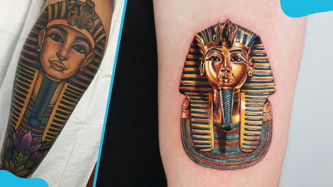 The iconic death mask of Tutankhamun body art The iconic death mask of Tutankhamun body art