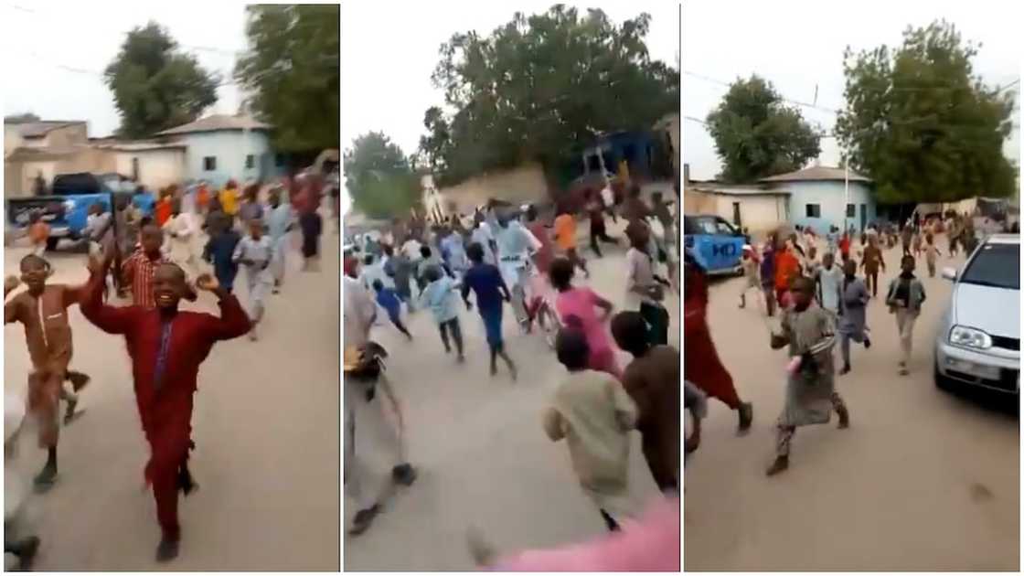Up NEPA: Children jubilate loudly in the street as electricity is restored in Maiduguri after '56 days' Up NEPA: Children jubilate loudly in the street as electricity is restored in Maiduguri after '56 days'