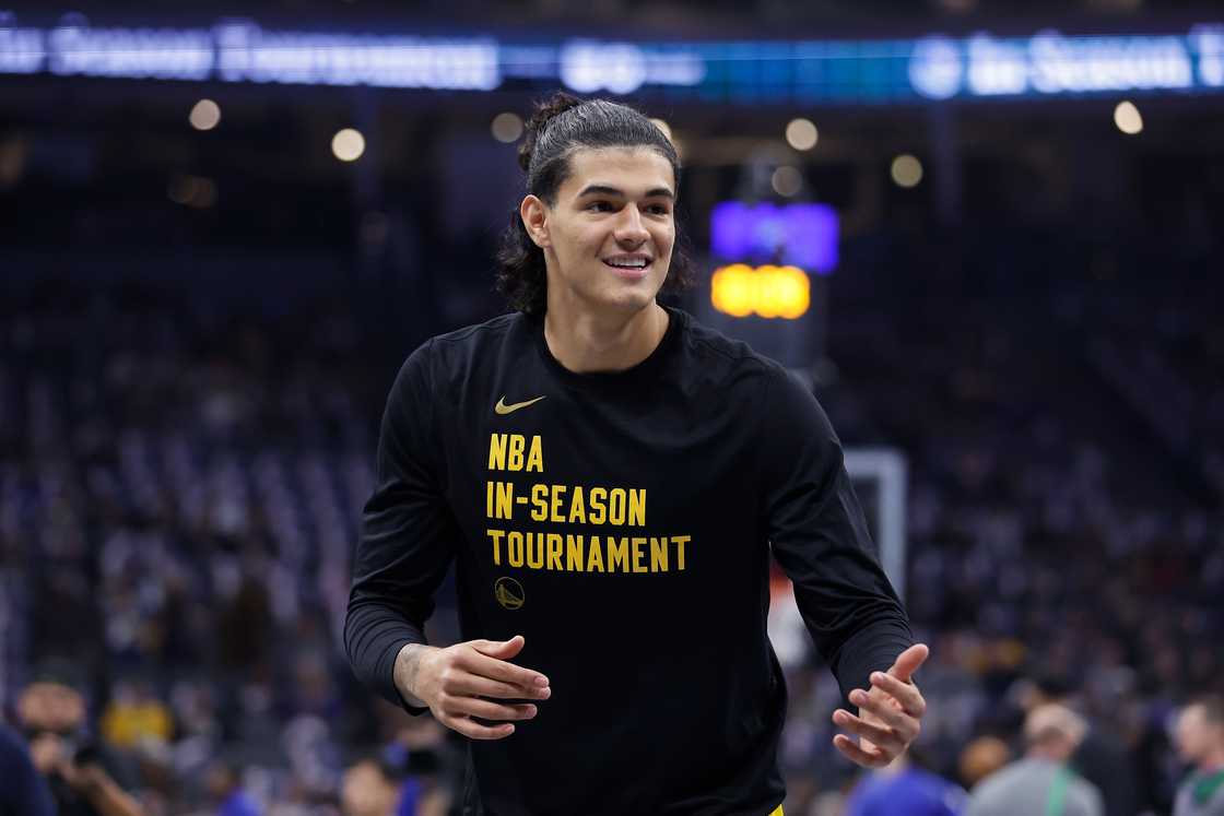 Gui Santos warms up before the NBA In-Season Tournament game Gui Santos warms up before the NBA In-Season Tournament game