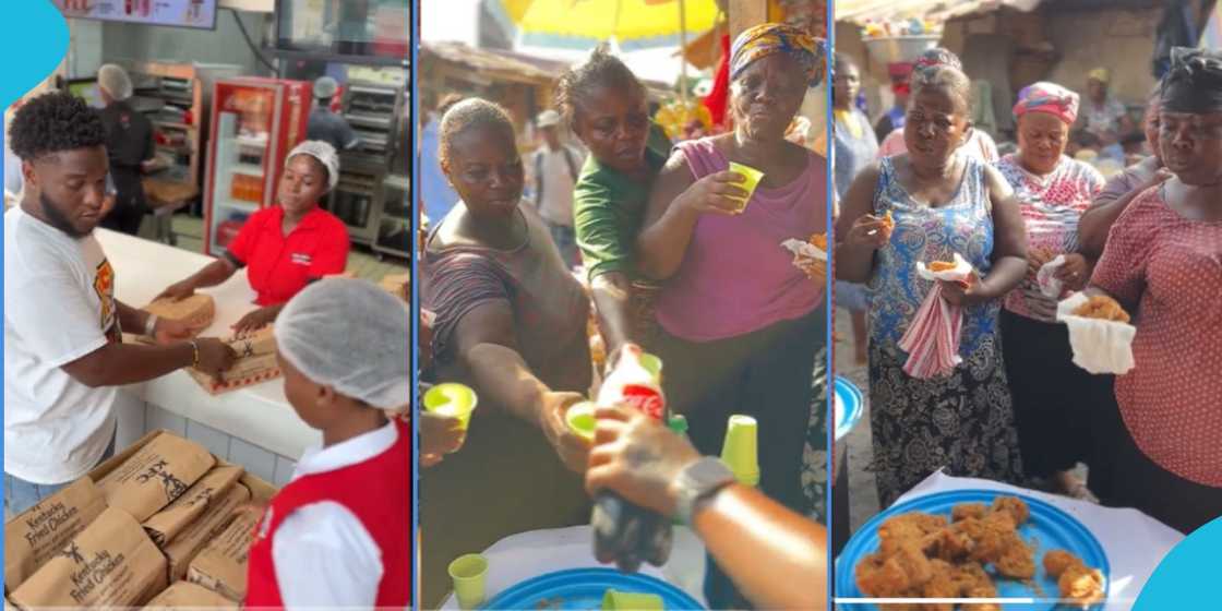 Official Starter shares KFC among Makola market women in an adorable video Official Starter shares KFC among Makola market women in an adorable video