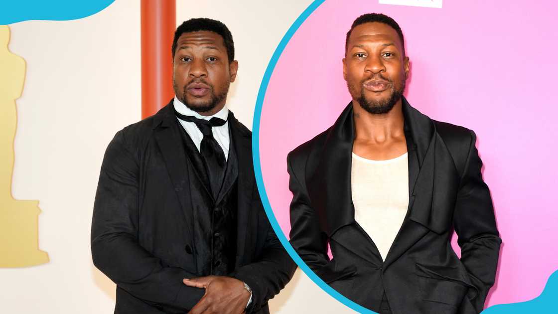 Jonathan Majors attends the 95th Annual Academy Awards (L) and the 2024 BET Awards (R) Jonathan Majors attends the 95th Annual Academy Awards (L) and the 2024 BET Awards (R)