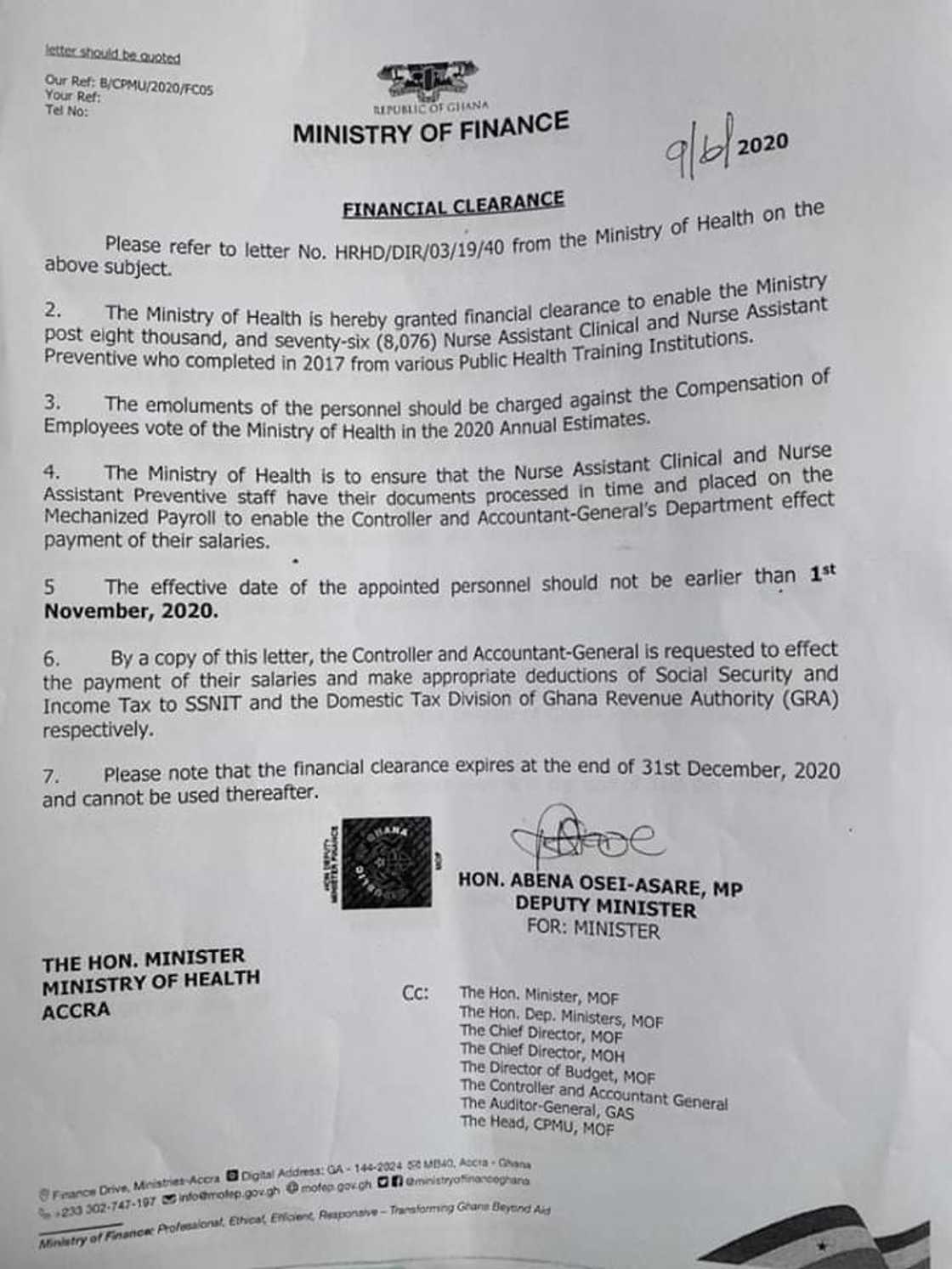 Health Ministry gets clearance to employ 8,073 health professionals Health Ministry gets clearance to employ 8,073 health professionals
