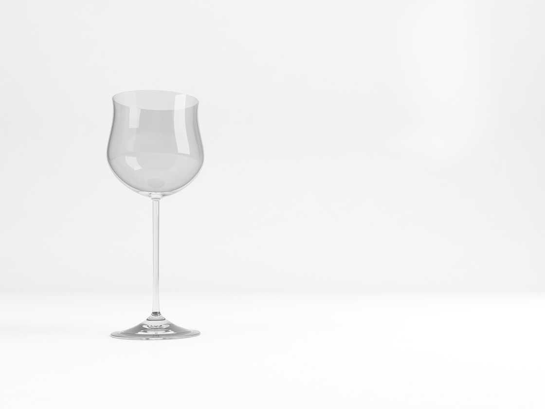 A hock wine glass on a transparent surface