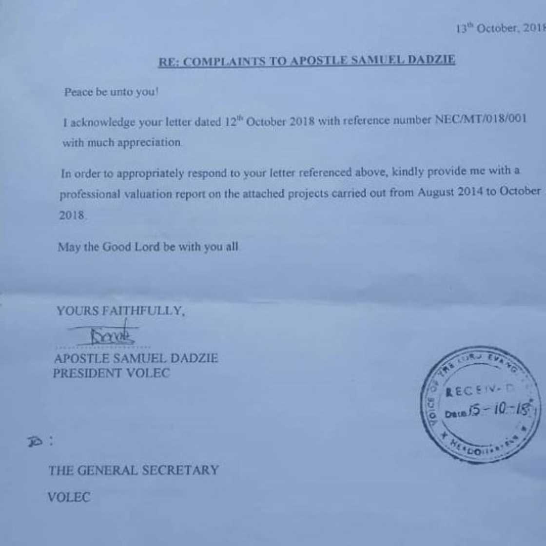 A stamped letter A stamped letter