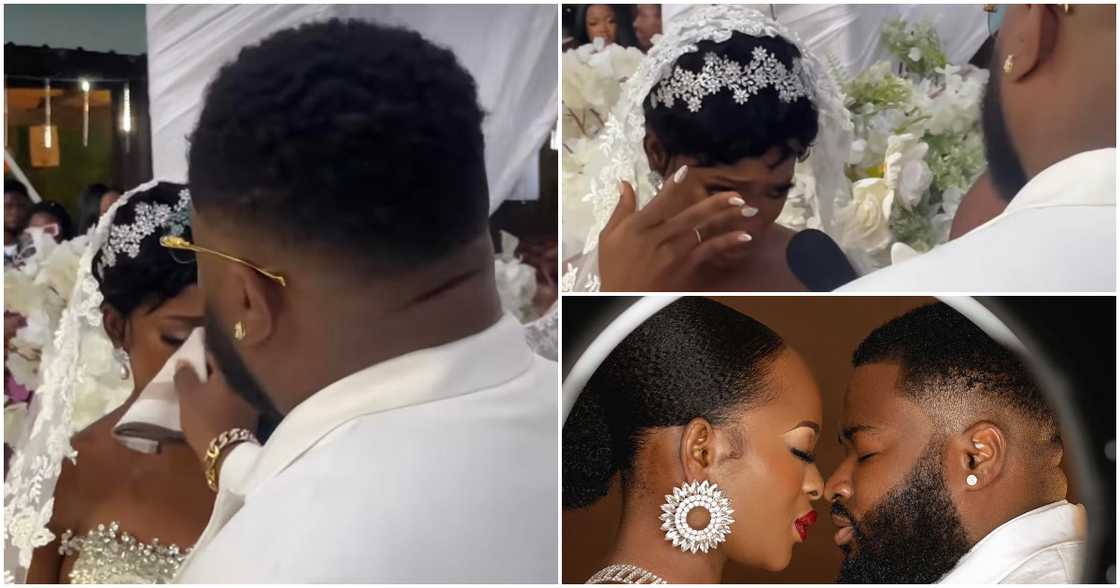 Groom Wipes Bride's Makeup As She Sheds Uncontrollably Tears During Vows And Thanks Husband For Marrying Her Groom Wipes Bride's Makeup As She Sheds Uncontrollably Tears During Vows And Thanks Husband For Marrying Her