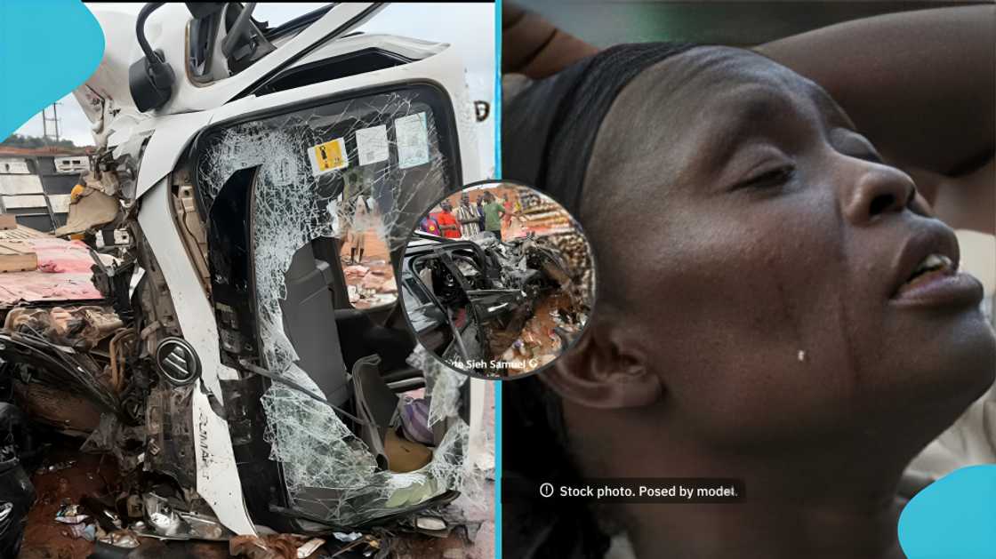 Sasso Abrɛsea road crash, truck saloon car accident, Byte Sieh Samuel, Ghanaian blogger Sasso, road safety, Western North Region, updates on Sasso recovery, serious road accidents