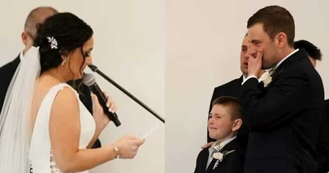 Bride spares beautiful vows for her stepson at her wedding. Bride spares beautiful vows for her stepson at her wedding.