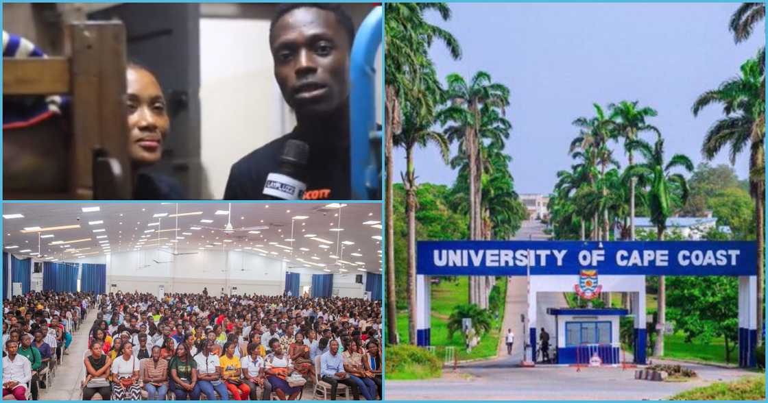 Photo of UCC students and UCC entrance Photo of UCC students and UCC entrance