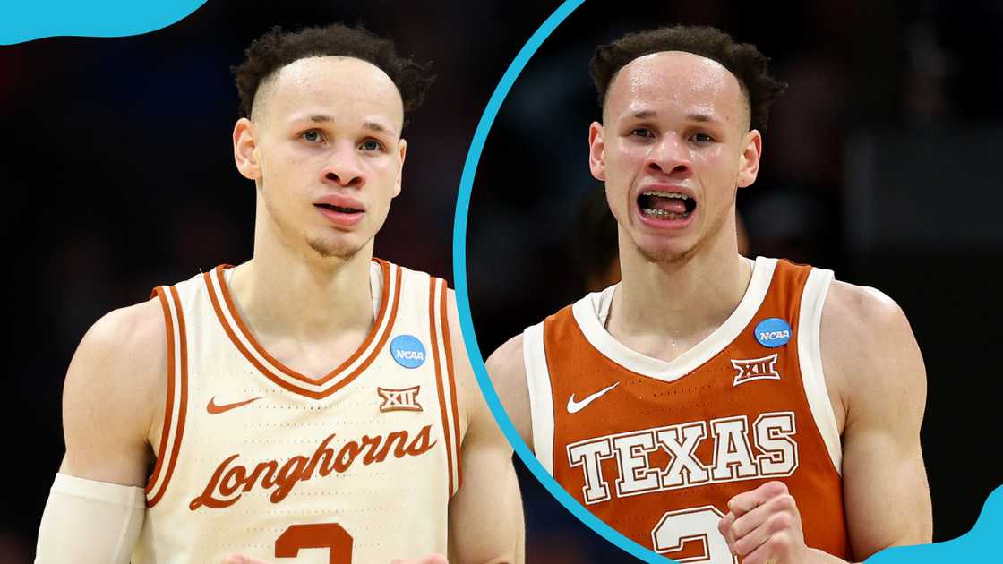 Chendall Weaver #2 of the Texas Longhorns reacts during two different games.