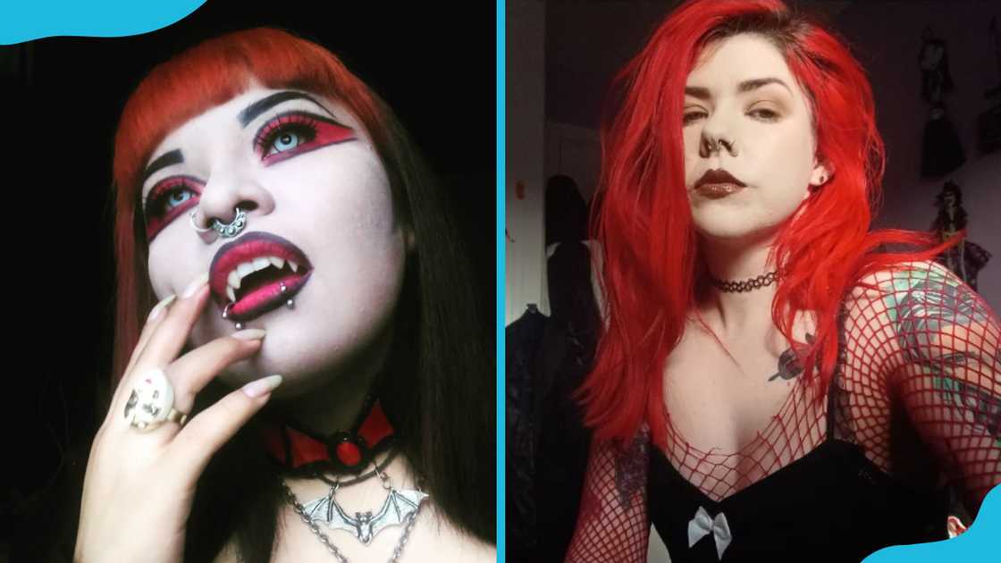 Two women in Vampire-like goth aesthetics Two women in Vampire-like goth aesthetics