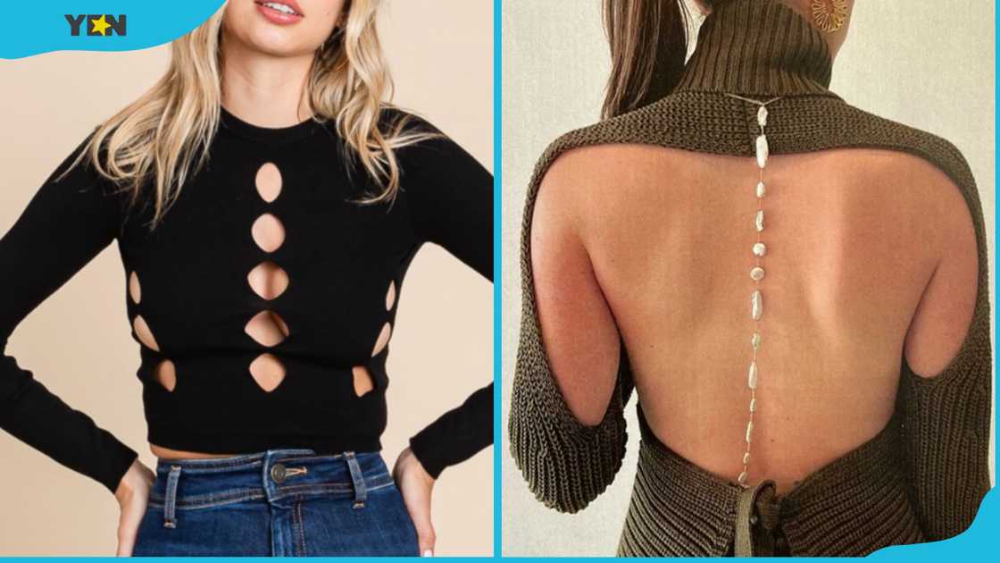 Ladies wearing cut-out sweaters Ladies wearing cut-out sweaters