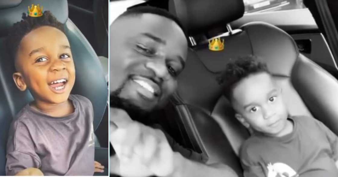 Rapper Sarkodie spends time with his son. Rapper Sarkodie spends time with his son.
