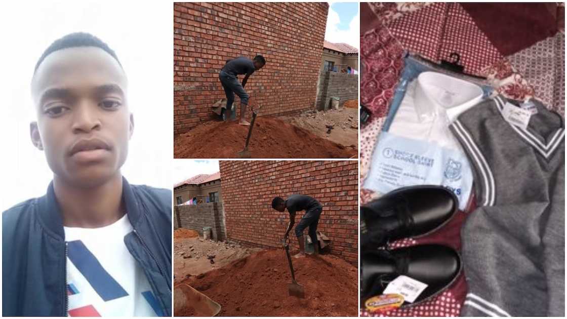 Young man goes petty construction work, makes money to buy himself new school uniform, sandals Young man goes petty construction work, makes money to buy himself new school uniform, sandals