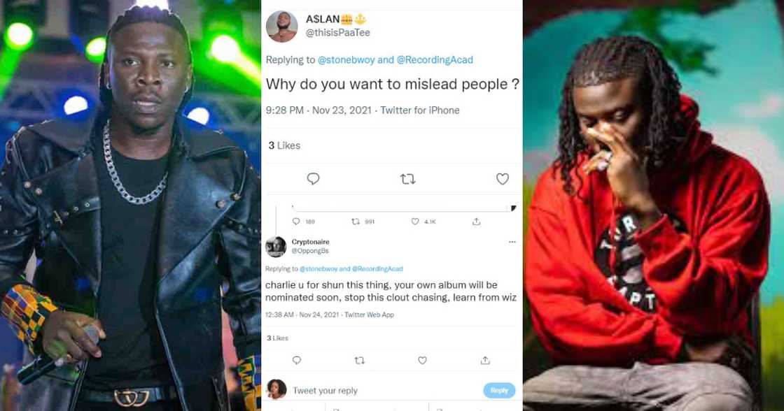 Tweets of Stonebwoy.source:twitter/@aslan @stonebwoy