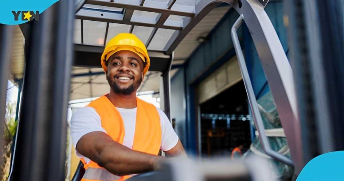 Ghanaian man, forklift operator, relocating abroad, Ghana, UK, greener pastures