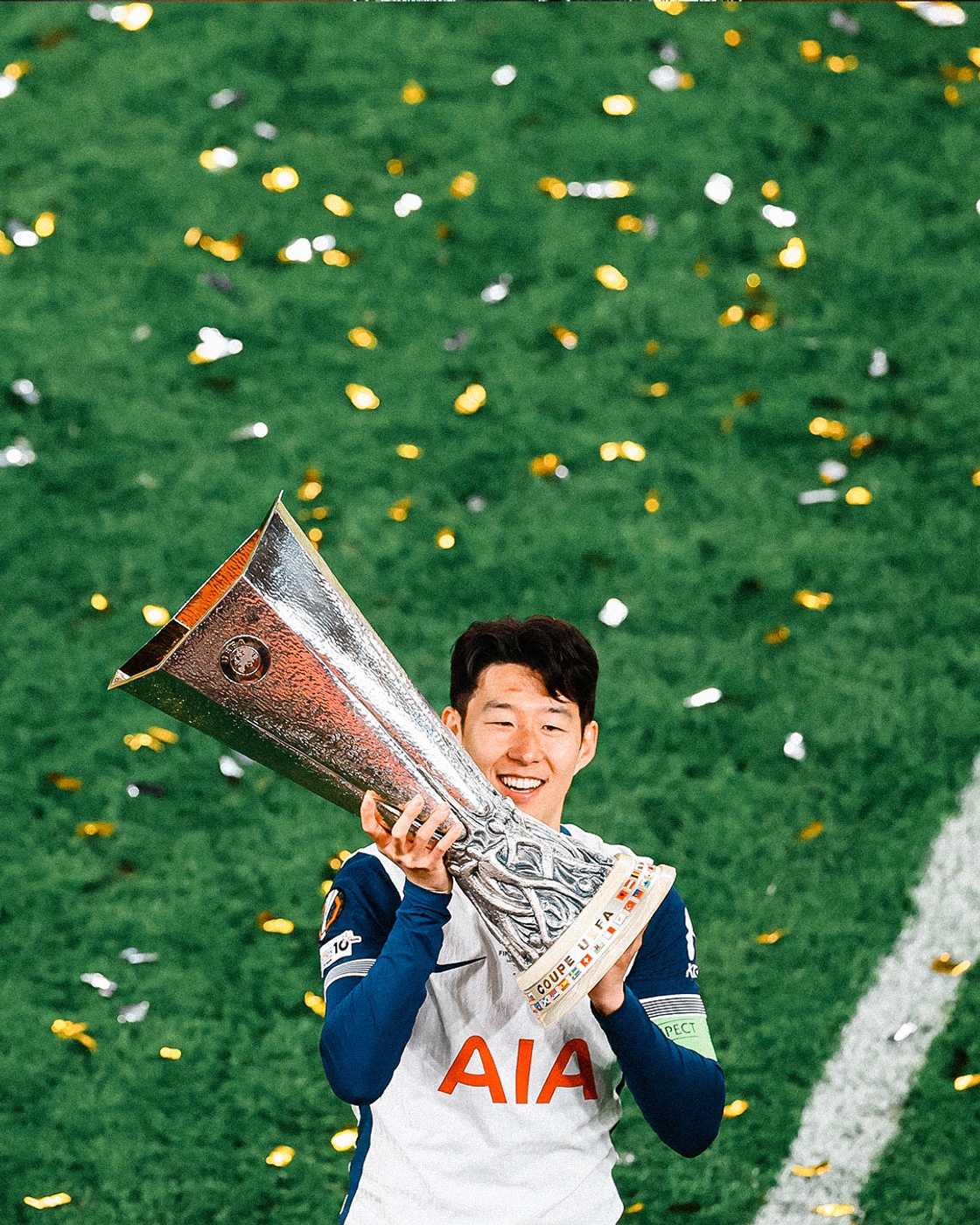 Tottenham captain Son Heung-min, Europa League final 2025, Bilbao final 2025, Manchester United lose Europa League final