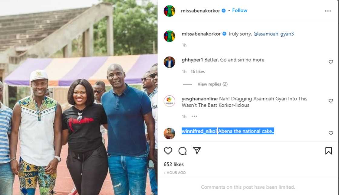 Abena Korkor Apologises to Asamoah Gyan After Saying He Slept With Her Abena Korkor Apologises to Asamoah Gyan After Saying He Slept With Her