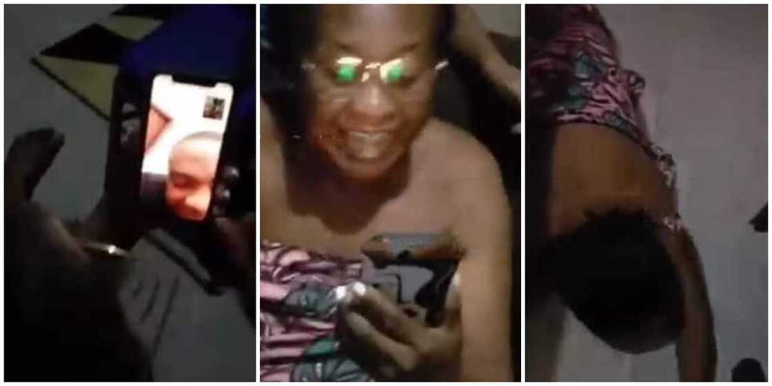 Reactions as overjoyed Nigerian mum on wrapper screams and lay flat on floor after son cut his dreadlocks Reactions as overjoyed Nigerian mum on wrapper screams and lay flat on floor after son cut his dreadlocks