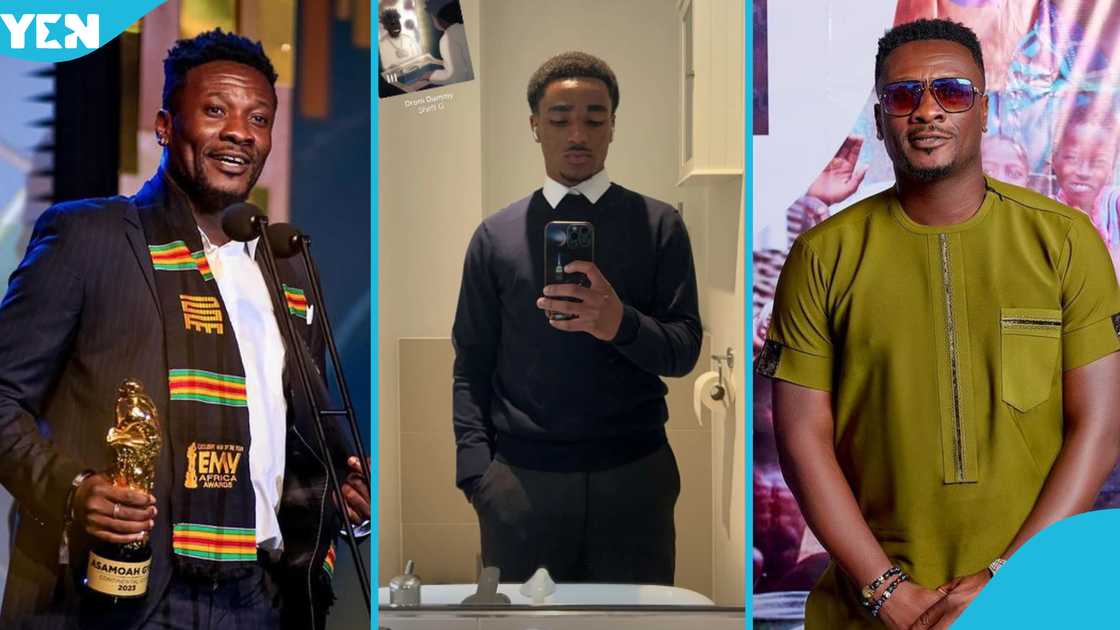 Asamoah Gyan is celebrating his first son, Fredrick Gyan, turning 18 years old. Asamoah Gyan is celebrating his first son, Fredrick Gyan, turning 18 years old.