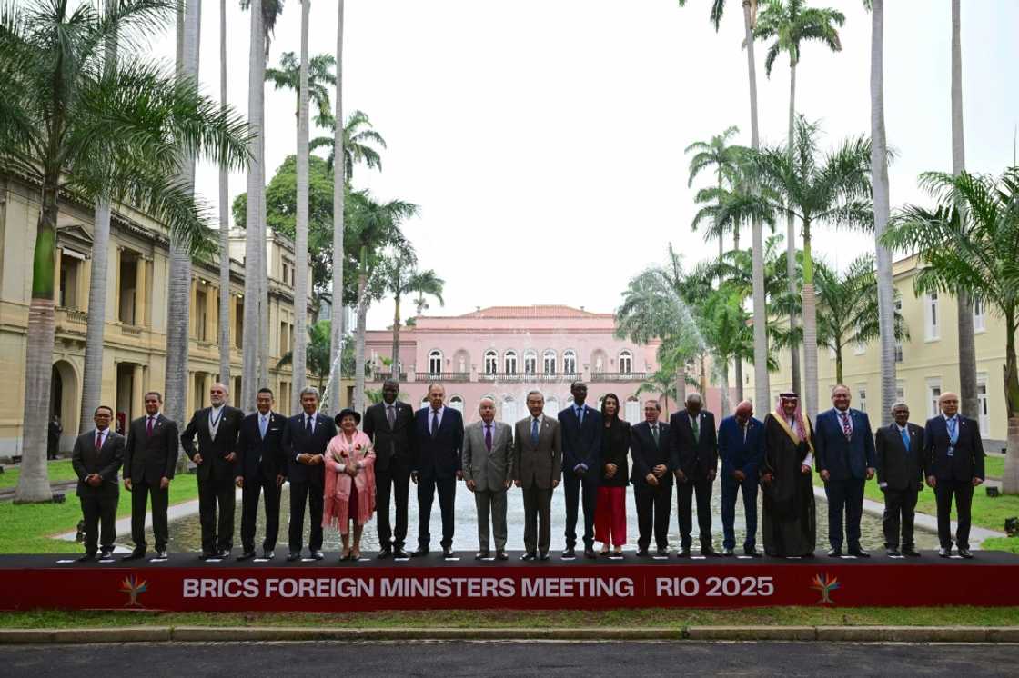 Foreign Ministers and senior diplomats from BRICS countries pose for a family photo at the bloc's meeting in Rio de Janeiro, Brazil Foreign Ministers and senior diplomats from BRICS countries pose for a family photo at the bloc's meeting in Rio de Janeiro, Brazil
