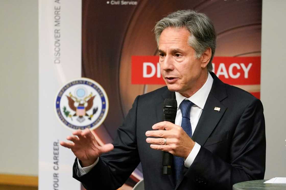 US Secretary of State Antony Blinken speaks during a State Department careers conversation at Purdue University, on September 13, 2022, in West Lafayette, Indiana