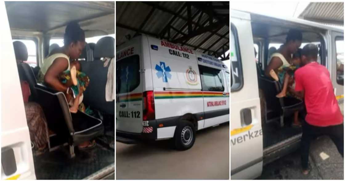 Photo of mother and her son in ambulance