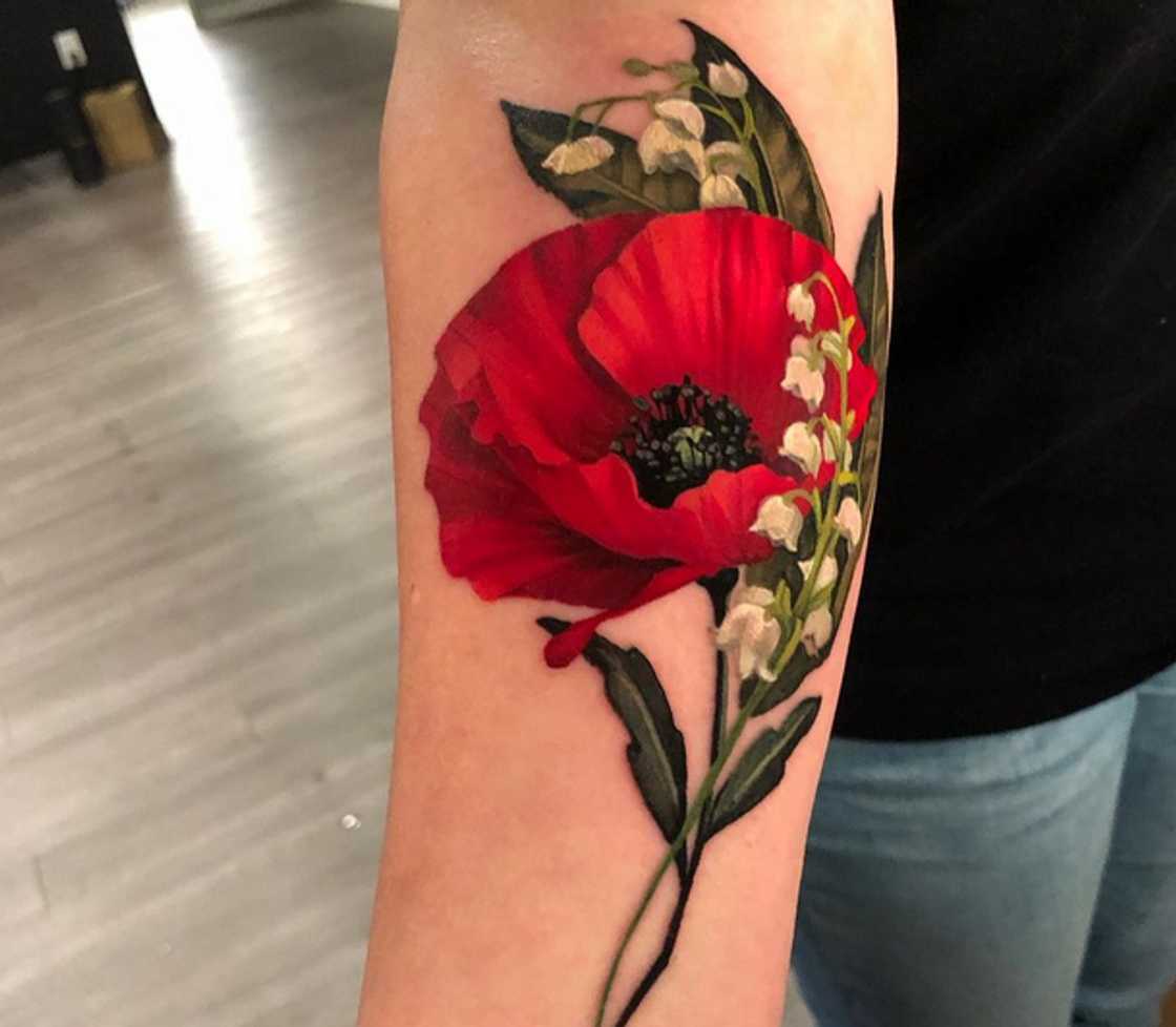 Poppy flower tattoo