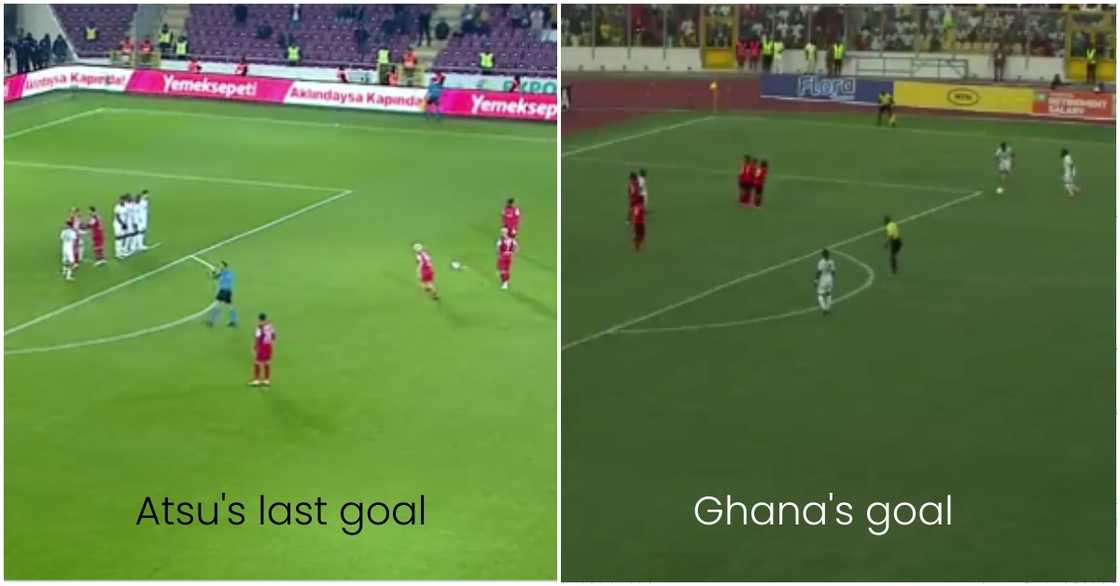 Scenes from Christian Atsu's last goal and Ghana's goal after he passed Scenes from Christian Atsu's last goal and Ghana's goal after he passed