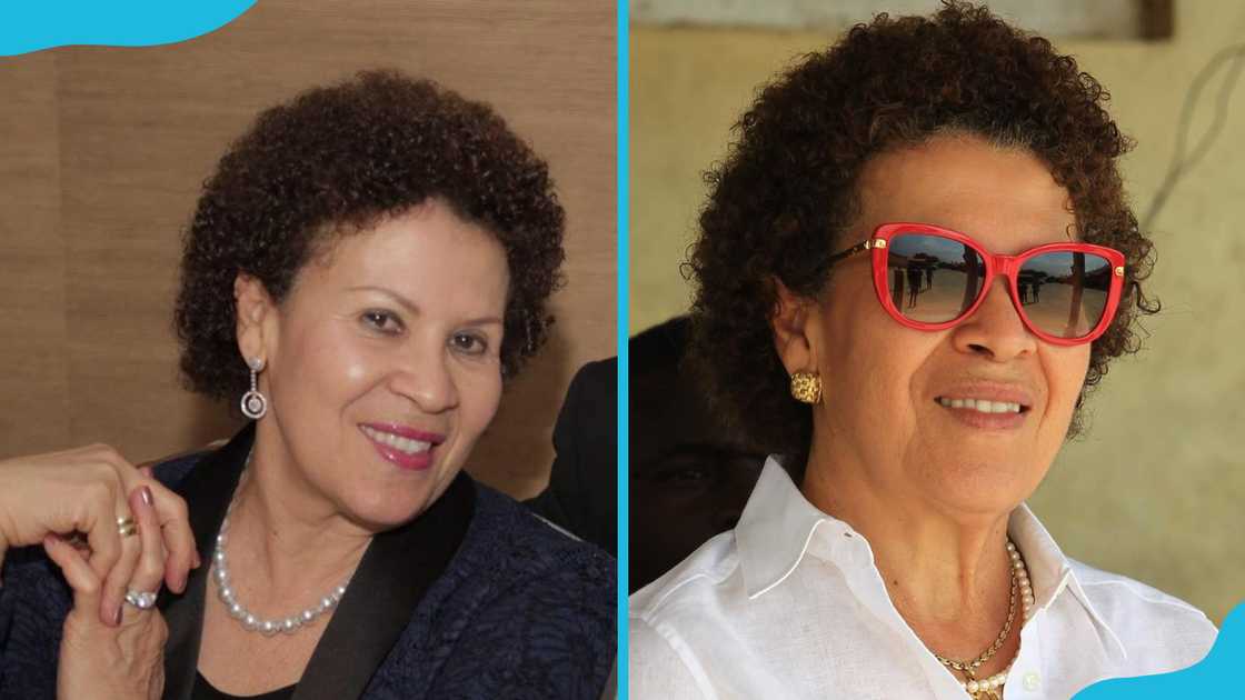 Yvonne Nduom is sitting next to a brown wall (L). She is sitting in front of an African man (R). Yvonne Nduom is sitting next to a brown wall (L). She is sitting in front of an African man (R).