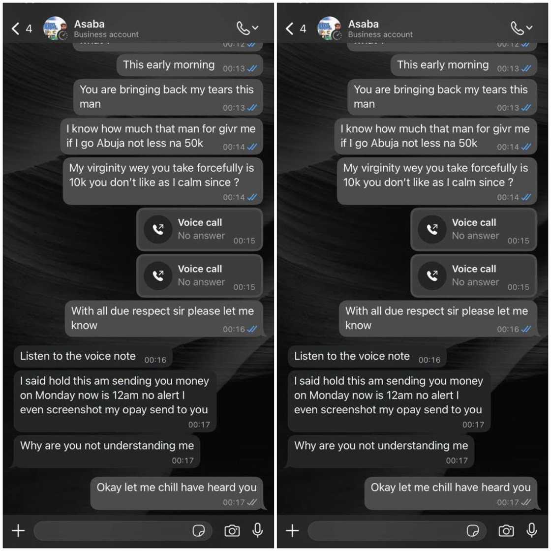 Favour Agbro and Odogwu Asaba, Israel Joe, WhatsApp screenshots, Nigerian content creator, Delta State Police, Favour Agbro Dies, Odogwu Asaba arrested