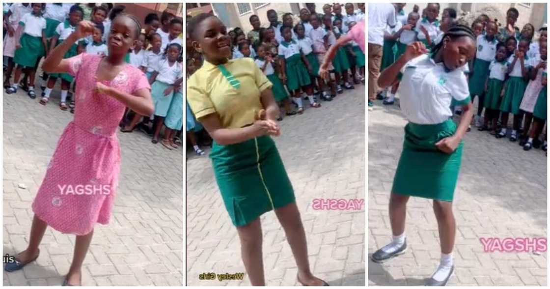 Photos of three students dancing