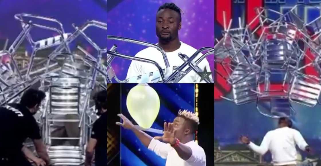 Hayford Okine: Ghanaian acrobat sets world record as he balances 16 chairs with his teeth in 10 seconds Hayford Okine: Ghanaian acrobat sets world record as he balances 16 chairs with his teeth in 10 seconds