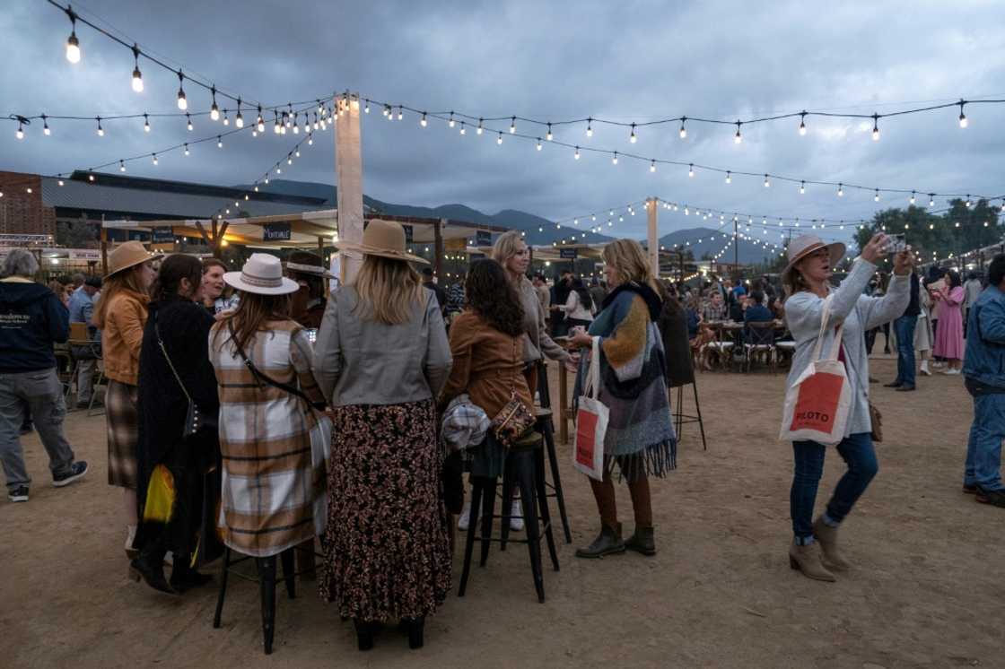 People attend a food and wine festival at a vineyard in Mexico's Guadalupe Valley People attend a food and wine festival at a vineyard in Mexico's Guadalupe Valley
