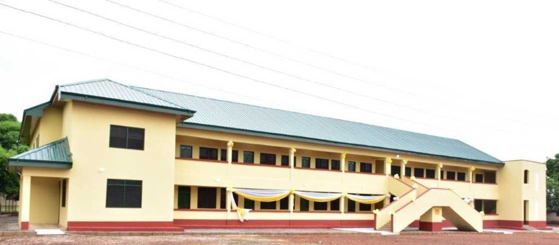 A front view of the 600 bed Girls Dormitory Block for Tamale Secondary School
