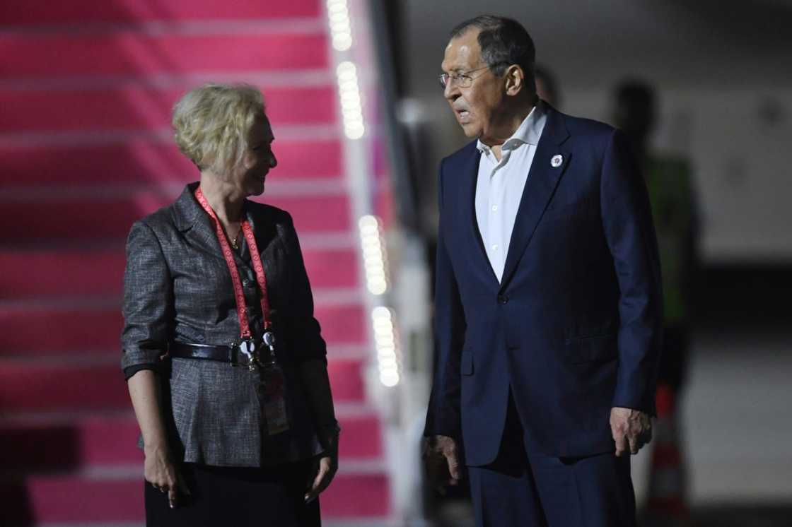 Russian President Vladimir Putin has been replaced at the G20 by Moscow's top diplomat Sergei Lavrov (R) Russian President Vladimir Putin has been replaced at the G20 by Moscow's top diplomat Sergei Lavrov (R)