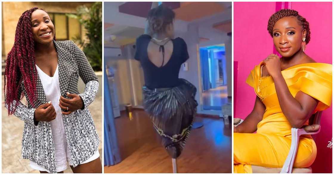 Naa Ashorkor seen dancing on a pole Naa Ashorkor seen dancing on a pole