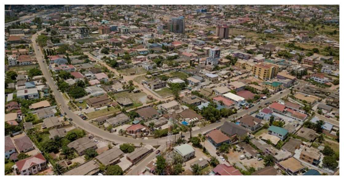 Aerial View of a city in Ghana Aerial View of a city in Ghana