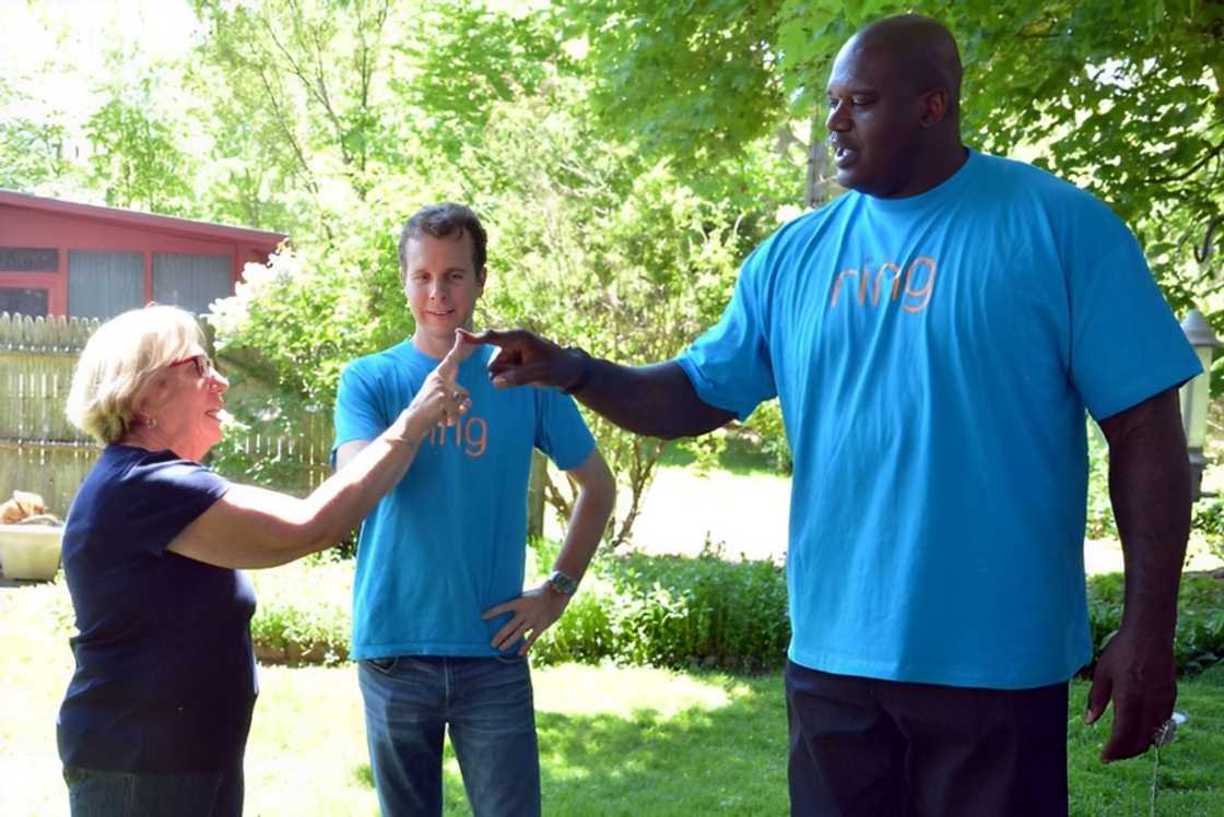 Shaq, Jamie Siminoff, and a home owner Shaq, Jamie Siminoff, and a home owner