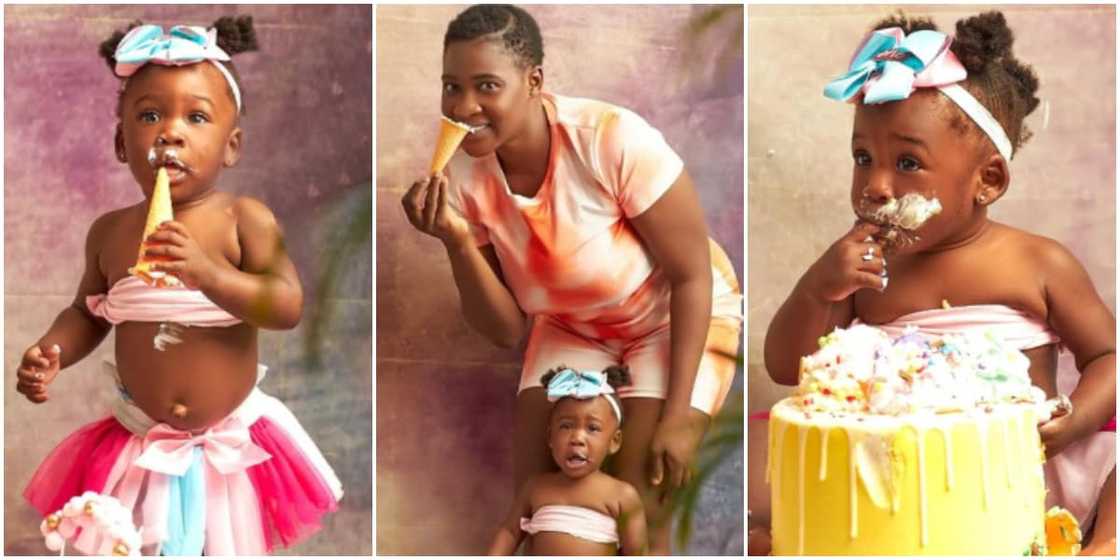 Divine at 1: Actress Mercy Johnson shares adorable photos from daughter's birthday cake smash