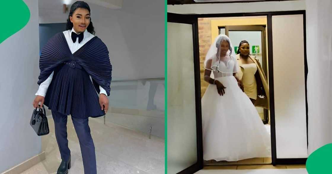 Jeff Manyisa went viral on TikTok after arriving at his 30th birthday party in a full wedding dress