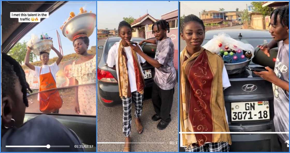 Allo Maadjoa had a pleasant encounter with a talented street hawker who impressed him with her singing prowess. Allo Maadjoa had a pleasant encounter with a talented street hawker who impressed him with her singing prowess.