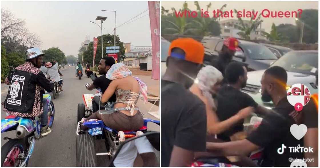 Photos of lady joining Meek Mill's bike in Ghana Photos of lady joining Meek Mill's bike in Ghana