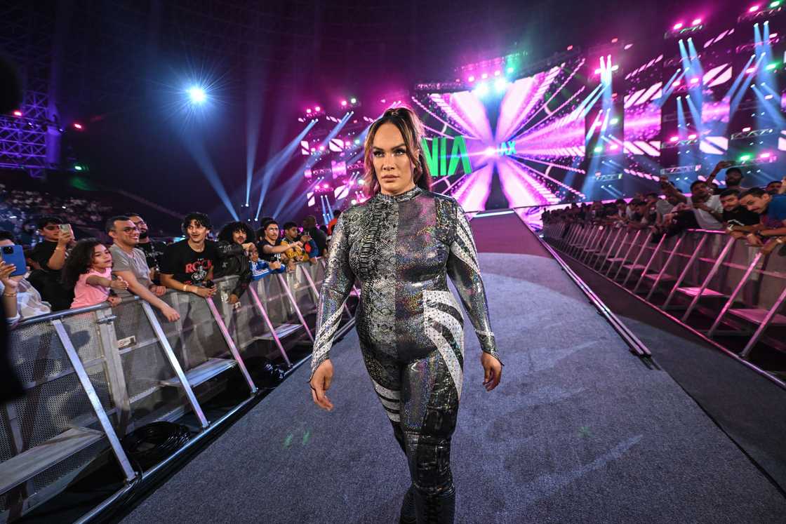 Nia Jax makes her way to the ring during SmackDown at Jeddah Superdome Nia Jax makes her way to the ring during SmackDown at Jeddah Superdome