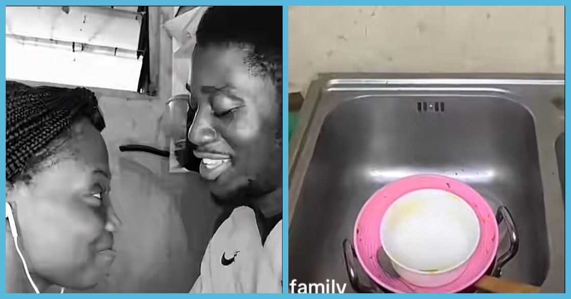 Ghanaian man helps wife with home chores Ghanaian man helps wife with home chores