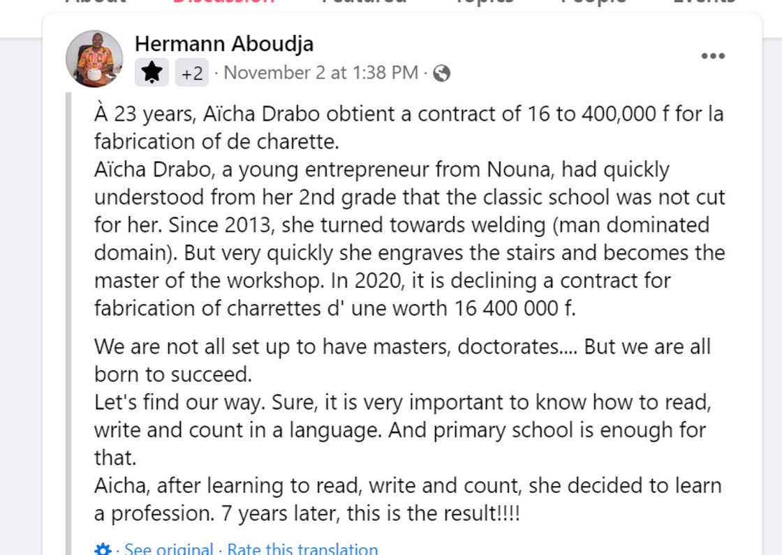 The account of Hermann Aboudja about Aïcha Drabo The account of Hermann Aboudja about Aïcha Drabo