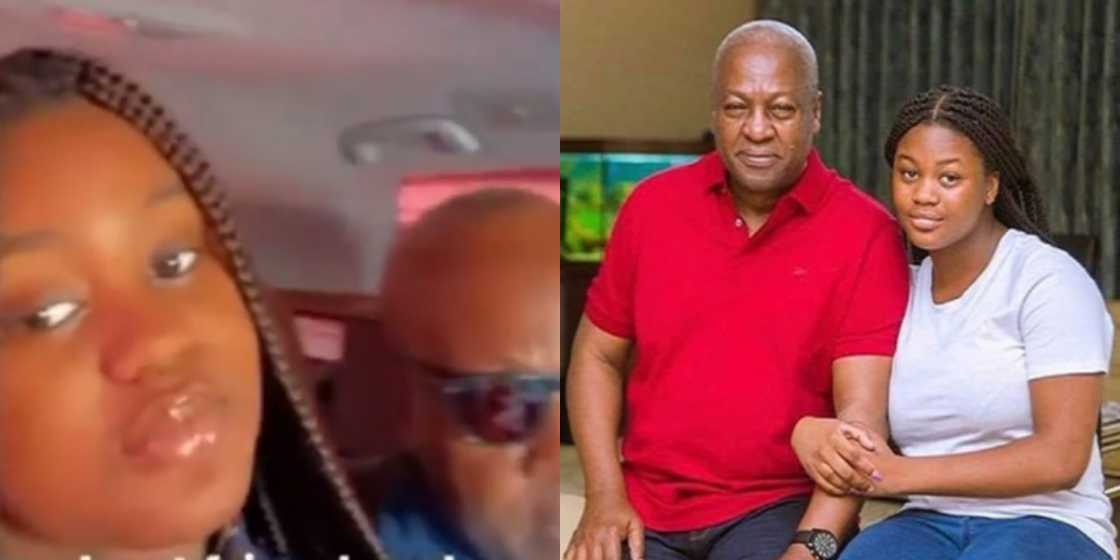 Rare video of Mahama cruising in town with his beautiful daughter Farida pops up