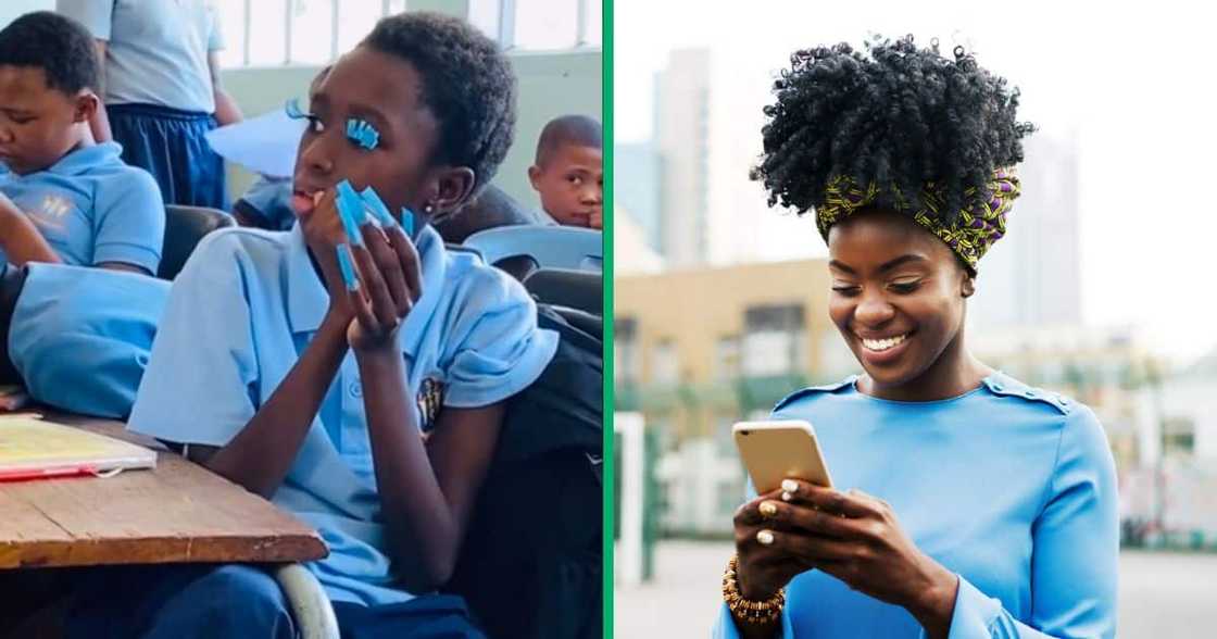 Girl with lashes and nails Girl with lashes and nails