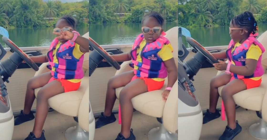 Jidula: Stonebwoy’s Daughter Rides boat on Water in new Video; Ghanaians hail her