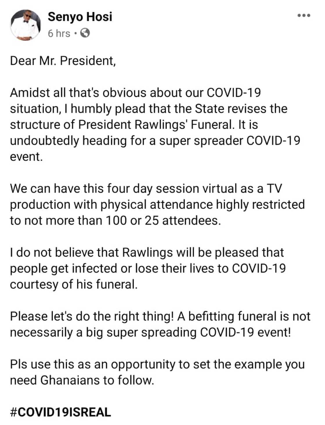 Rawlings funeral will be a super spreader of Covid-19 - Senyo Horsi Rawlings funeral will be a super spreader of Covid-19 - Senyo Horsi