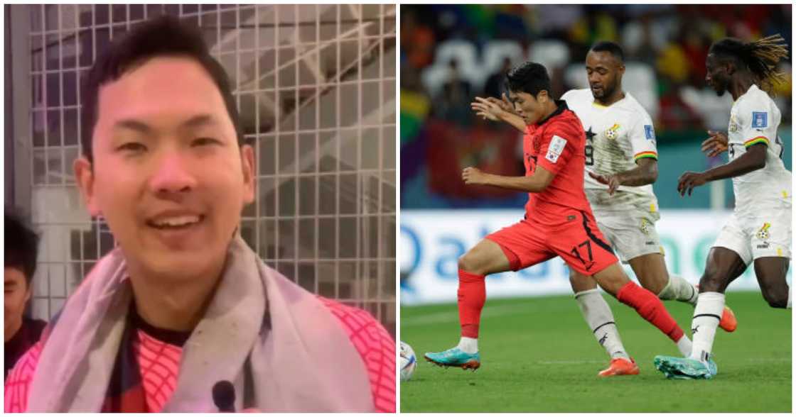 A South Korean fan speaking the Ghana vs South Korea game